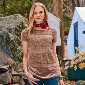 NWT Sundance Raven Velvet Lace Purple/Gray Blouse | XS